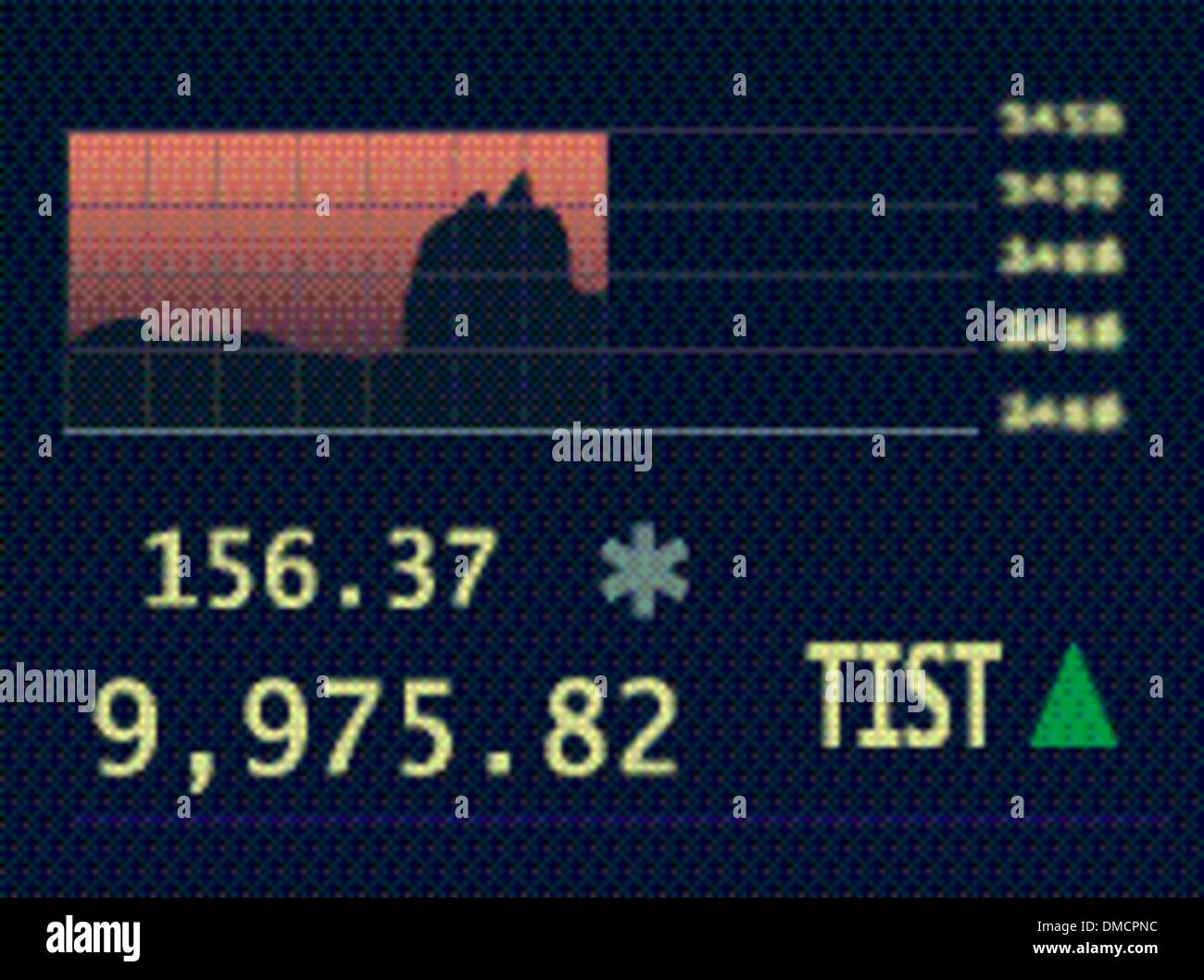 Tableau des stocks à la bourse avec l'indicateur de progression verte Illustration de Vecteur
