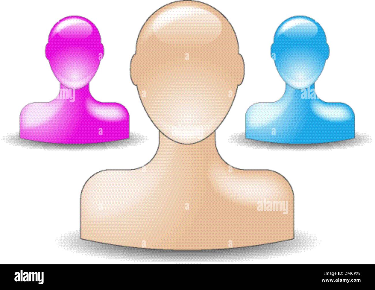3 icônes de couleurs différentes l'utilisateur brillant Illustration de Vecteur