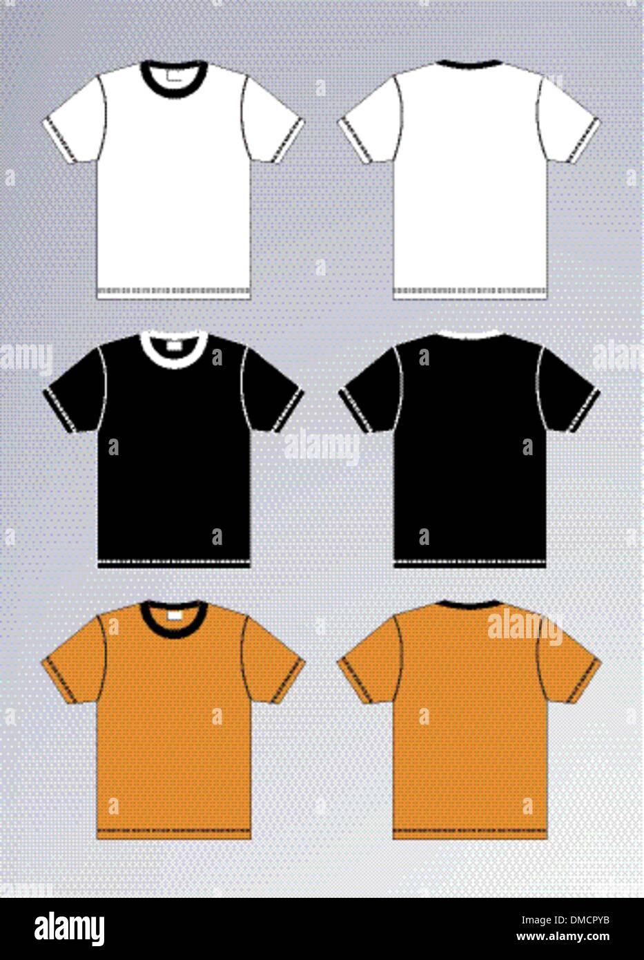 Blanc, Noir, Orange T-shirt design templates (avant et arrière) Illustration de Vecteur