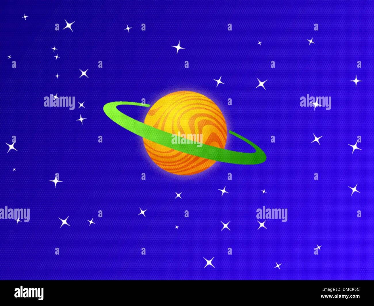 Planète Orange sur bleu ciel et étoiles blanches Illustration de Vecteur