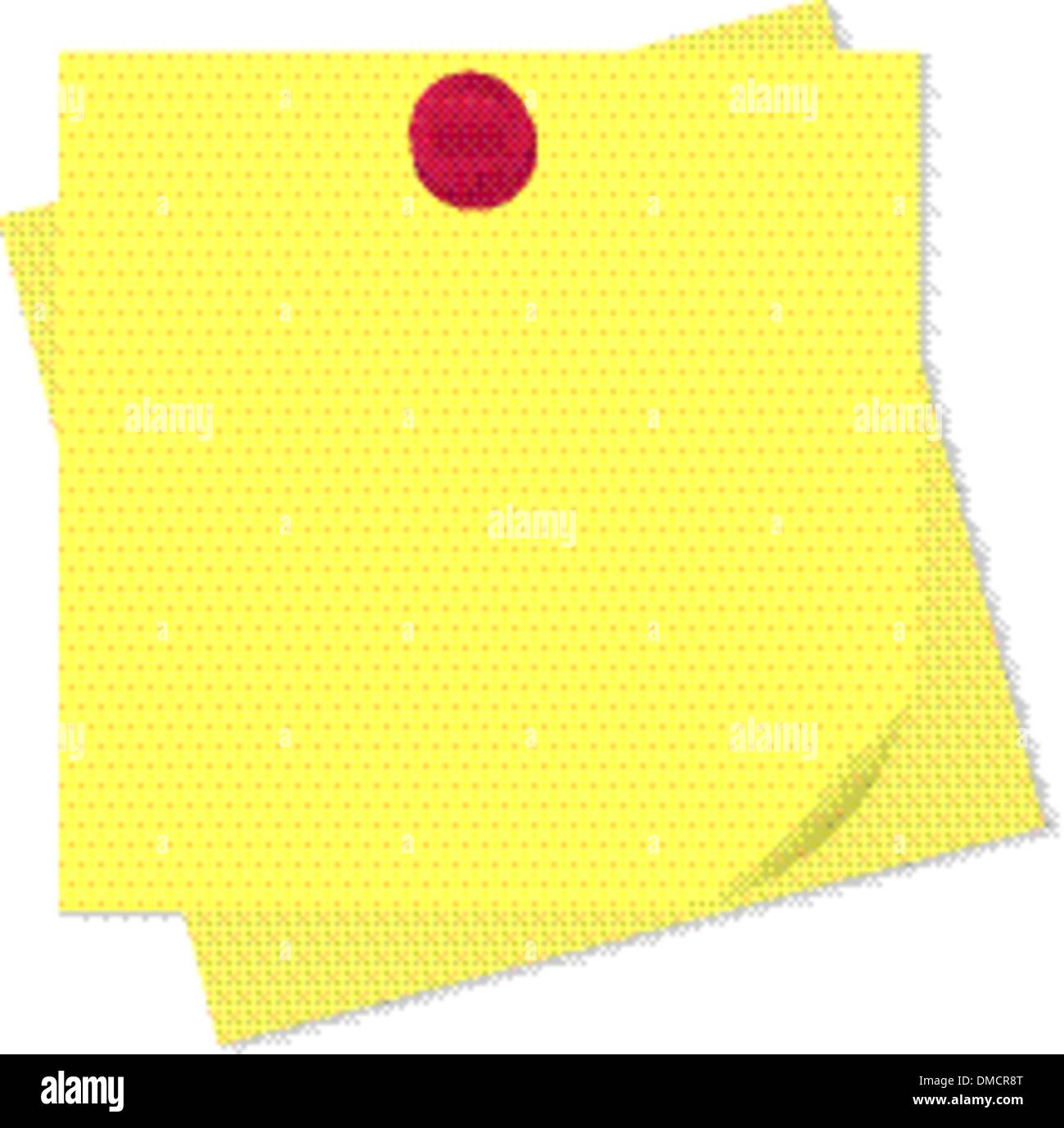 Note épinglée, papier jaune Illustration de Vecteur