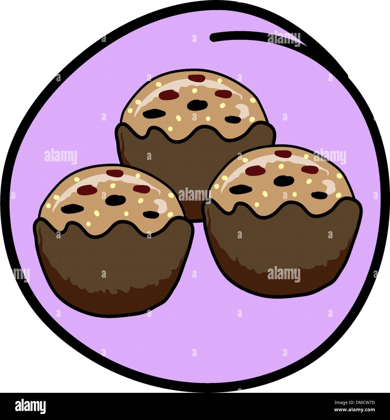 Un muffin marron sur fond violet Illustration de Vecteur