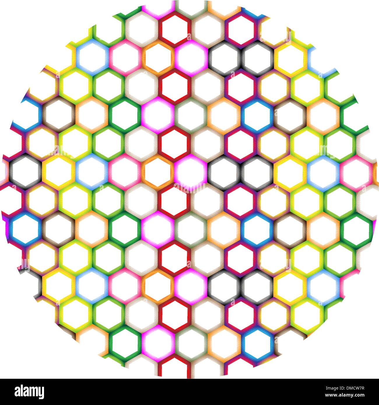 Plusieurs couleurs d'hexagone sur Circle Background Illustration de Vecteur