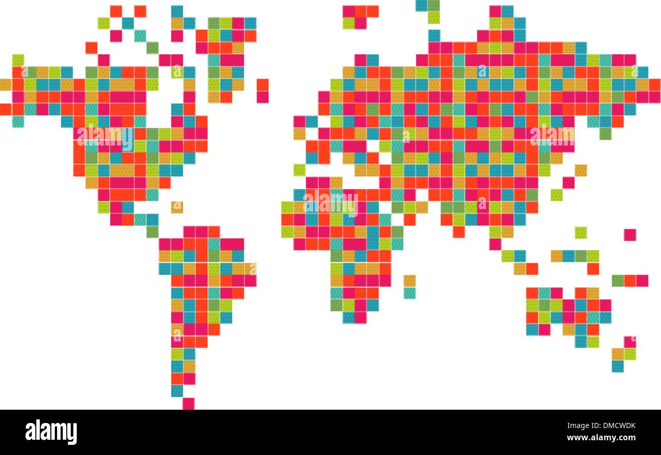 Résumé La technologie carte du monde en couleur Illustration de Vecteur