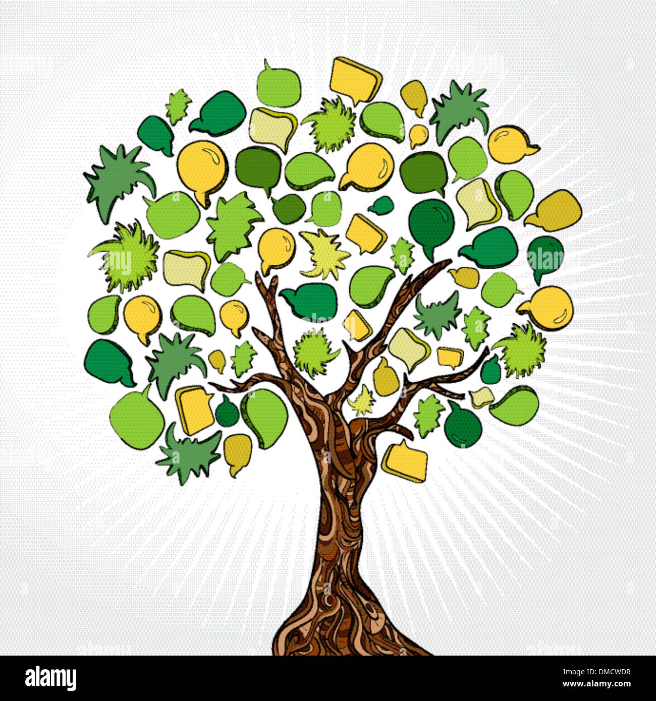 Hand drawn social media tree Illustration de Vecteur