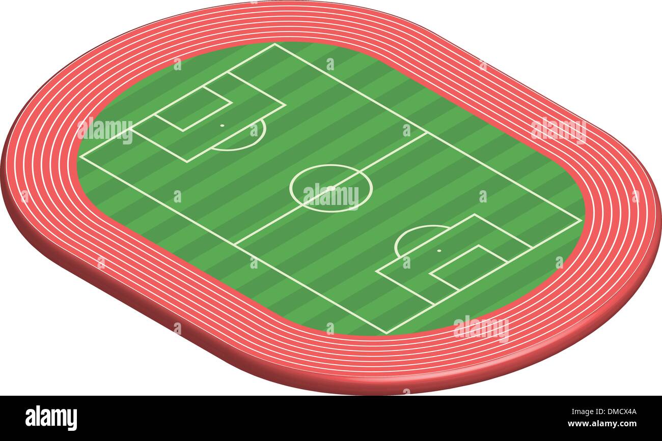 Pas de terrain de football à 3 dimensions Illustration de Vecteur