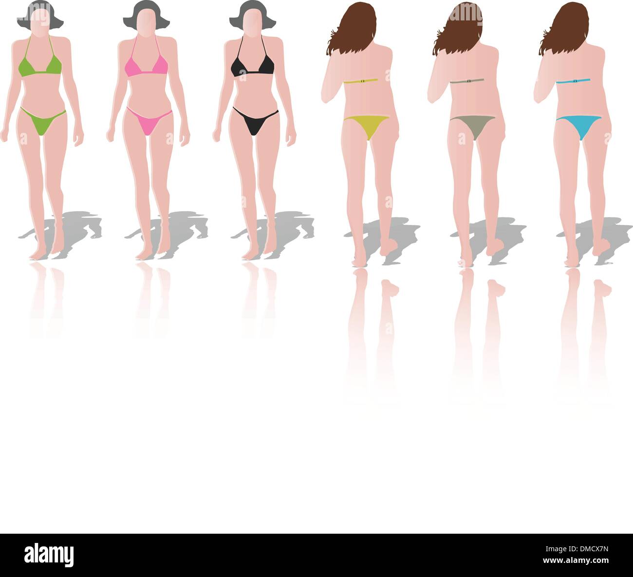 Des modèles de mode avec des bikinis sur la piste Illustration de Vecteur