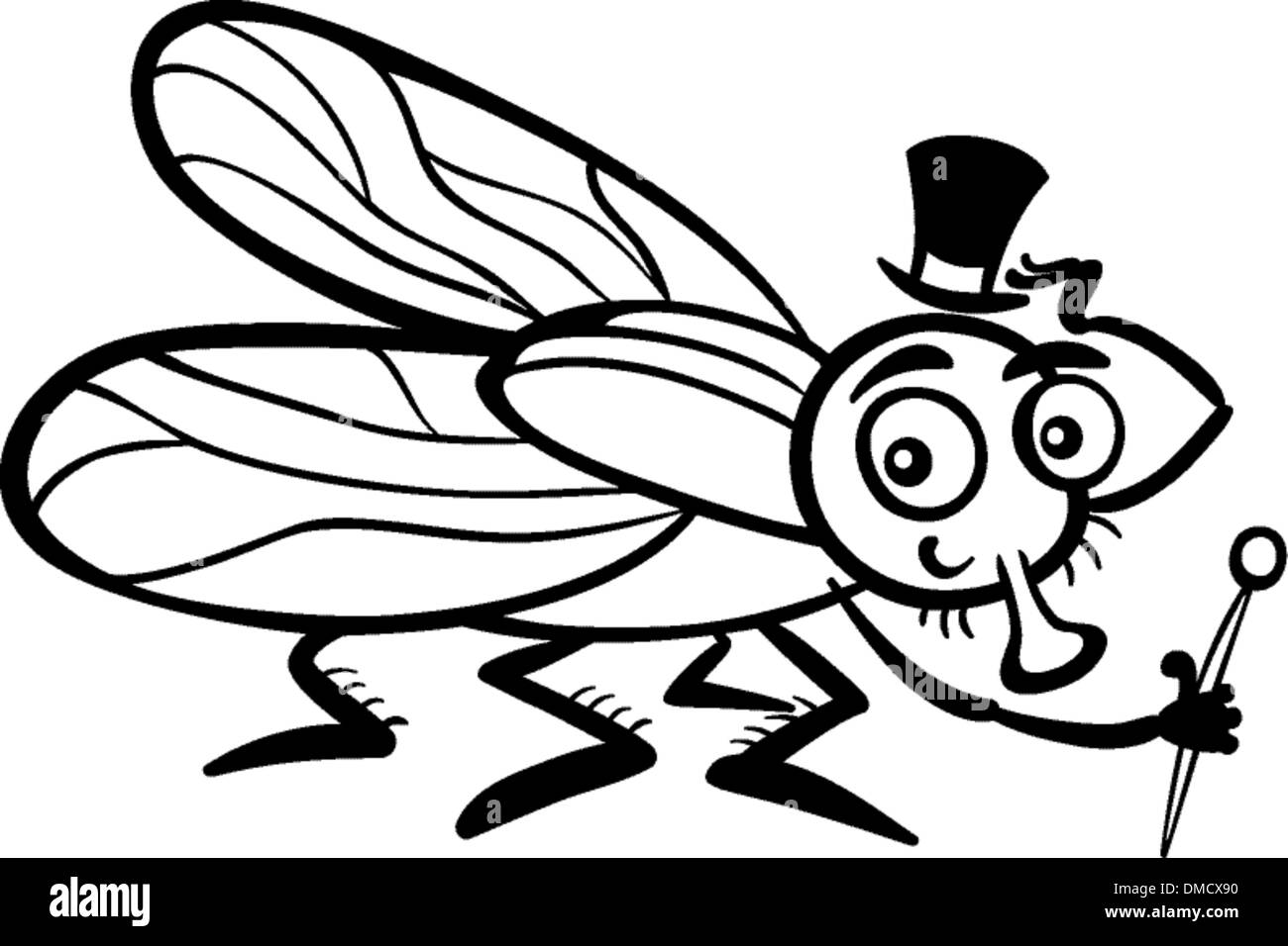 Dessin à colorier de mouche Illustration de Vecteur
