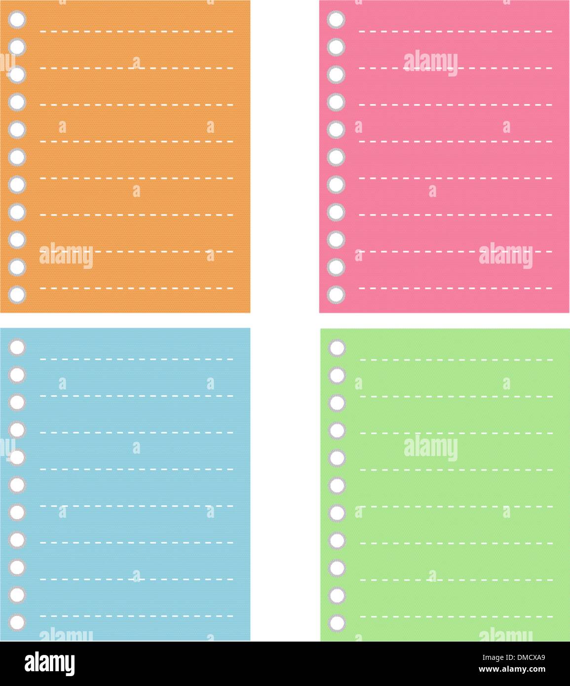 Quatre couleur de documents Bloc-notes Spiral bordée Illustration de Vecteur