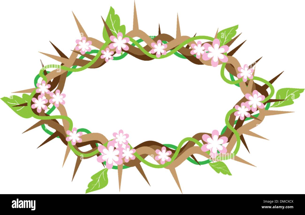 Une couronne d'Épines avec des feuilles fraîches Illustration de Vecteur