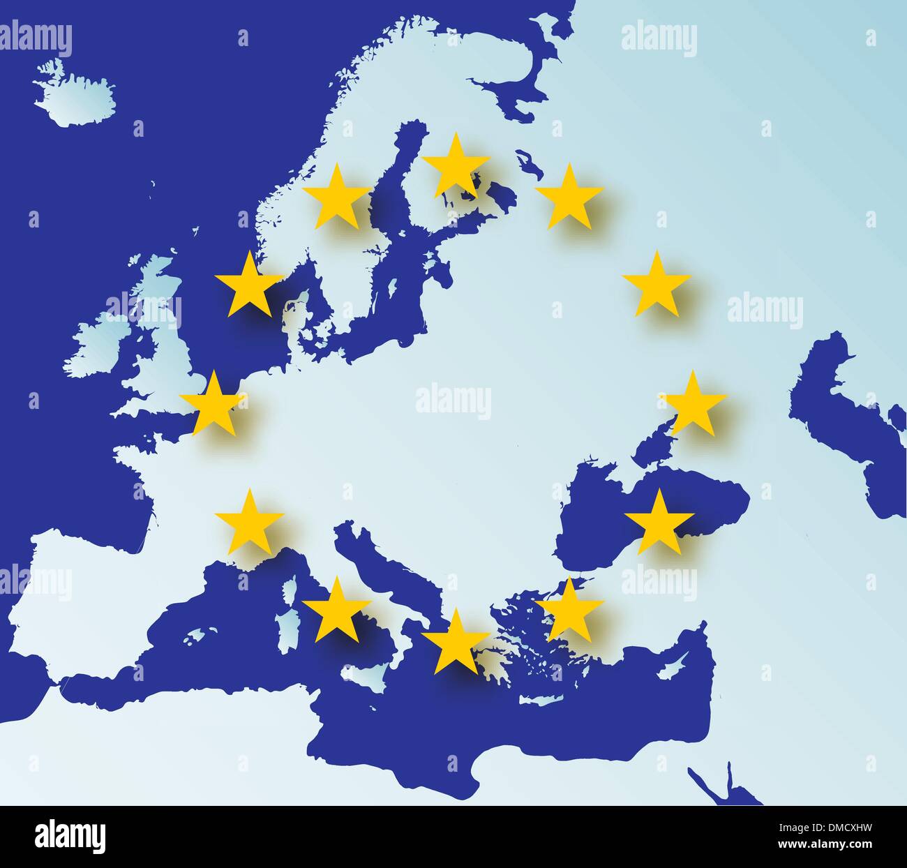 Continent de l'Europe Site d'étoiles Illustration de Vecteur