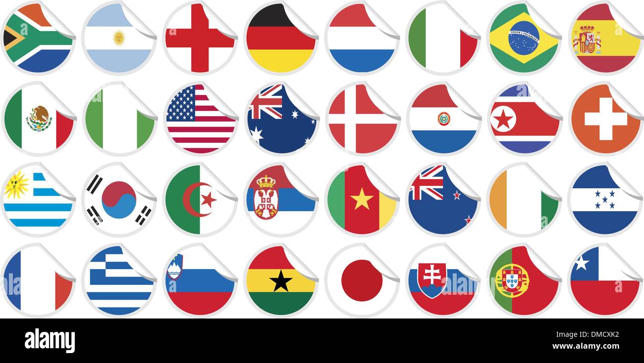 L'uniforme de drapeaux nationaux participant à la coupe du monde en forme circulaire Illustration de Vecteur