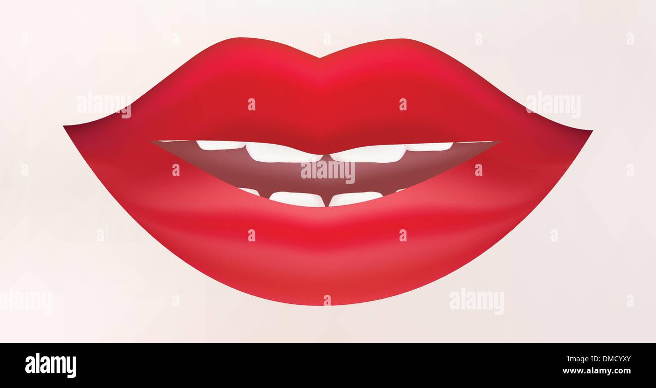 Lèvres rouge avec une bouche légèrement ouverte Illustration de Vecteur