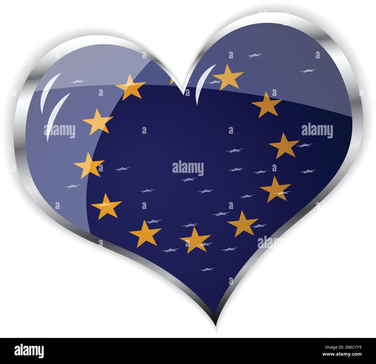 Pavillon de l'Union européenne en forme de coeur Illustration de Vecteur