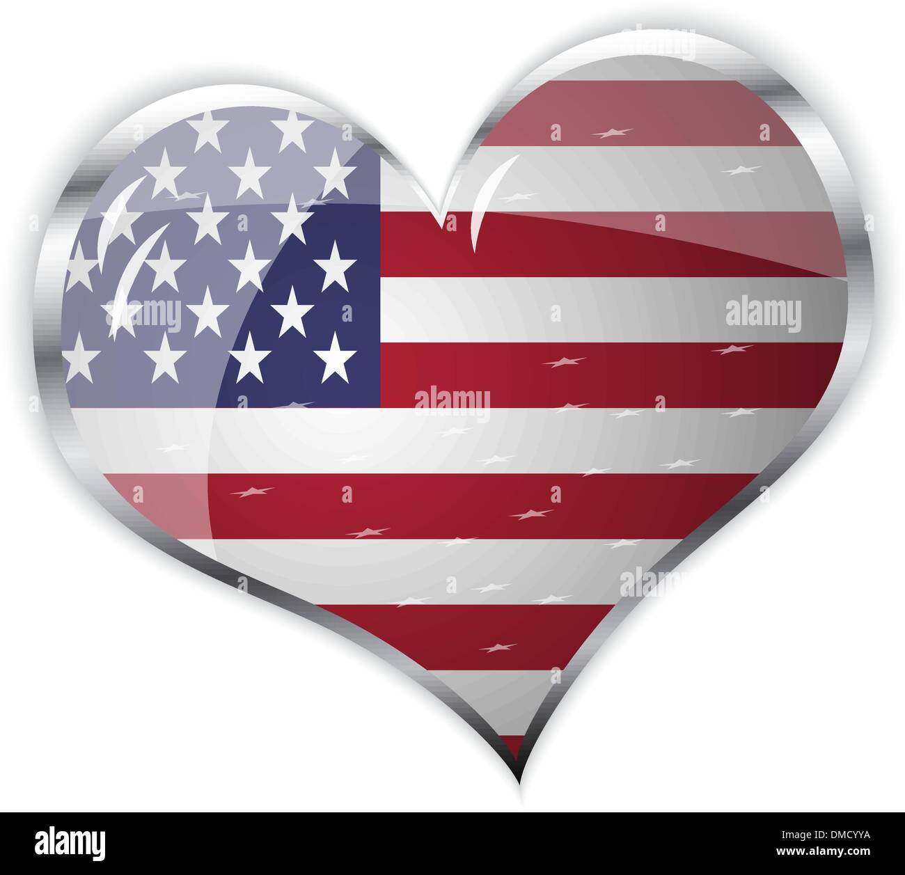 Pavillon de l'Etat uni d'Amérique en forme de coeur Illustration de Vecteur