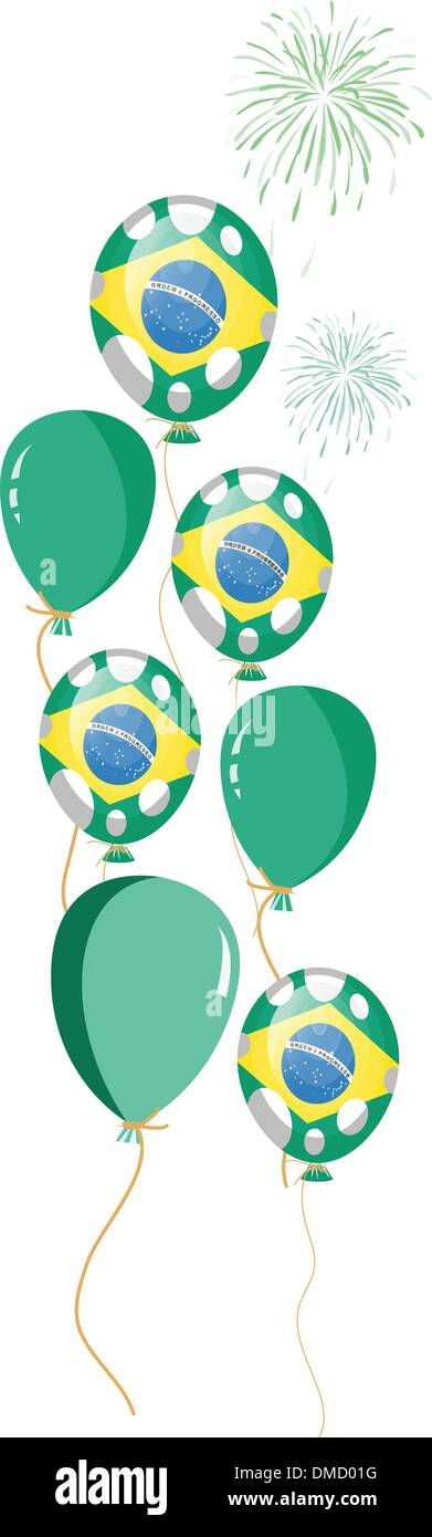Ballon vert du drapeau brésilien avec des points blancs Illustration de Vecteur
