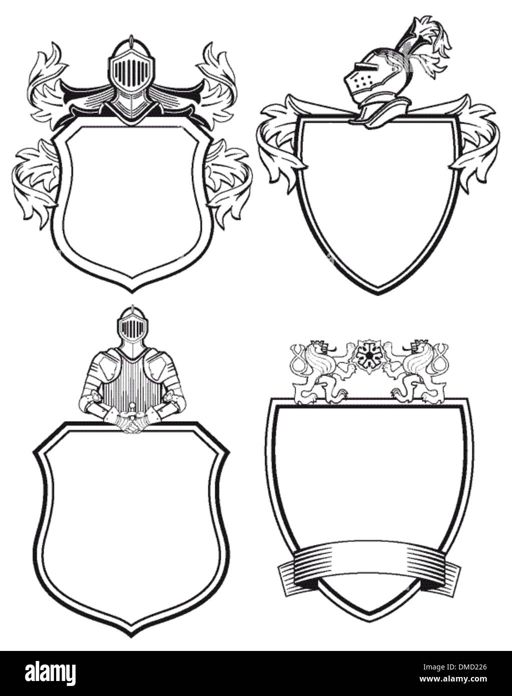 Knight shields et crêtes Illustration de Vecteur
