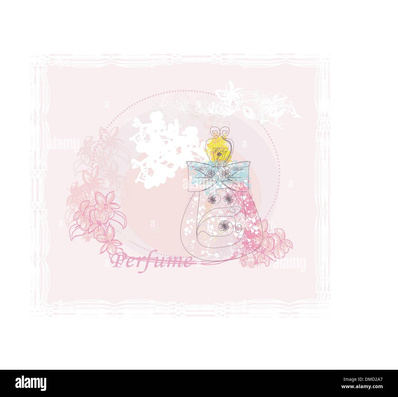 Flacon de parfum avec un arôme floral Illustration de Vecteur