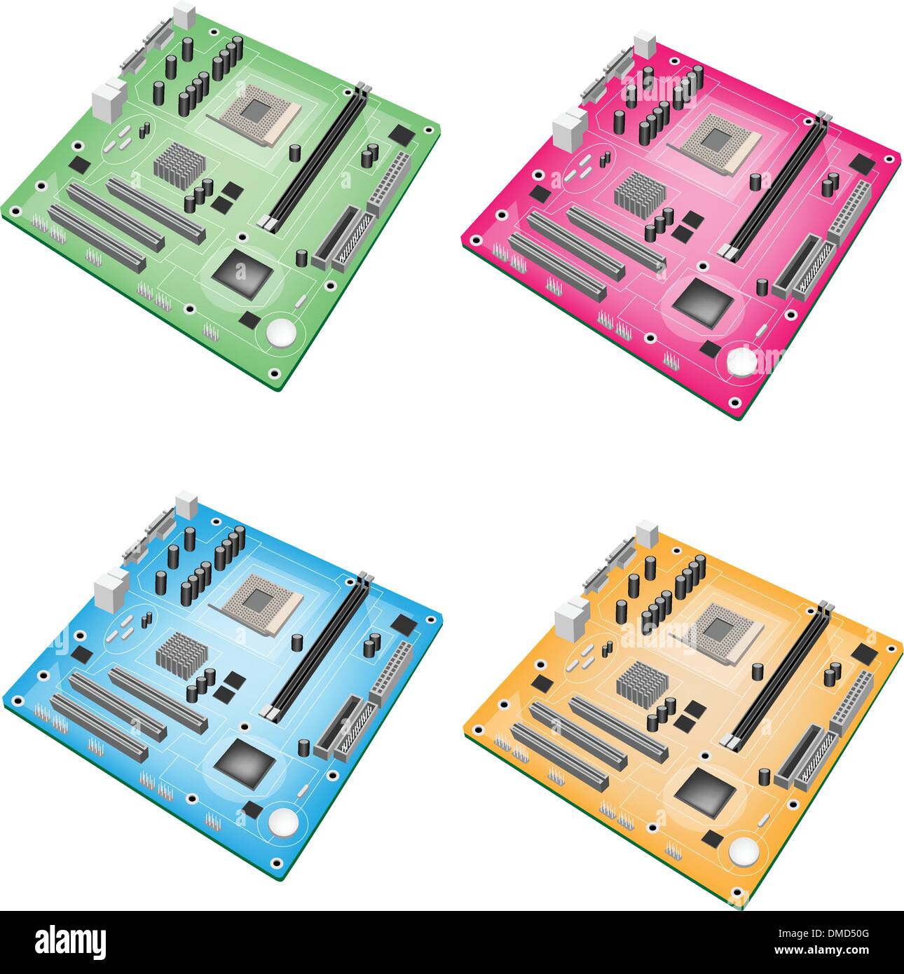 Une illustration colorée Ensemble de carte mère. Illustration de Vecteur
