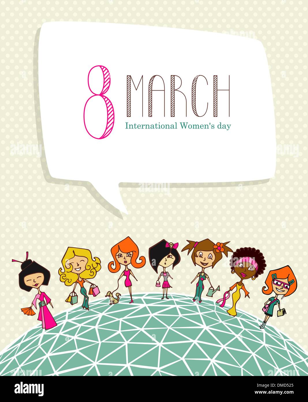 Diversité 8 mars Journée des femmes Illustration de Vecteur