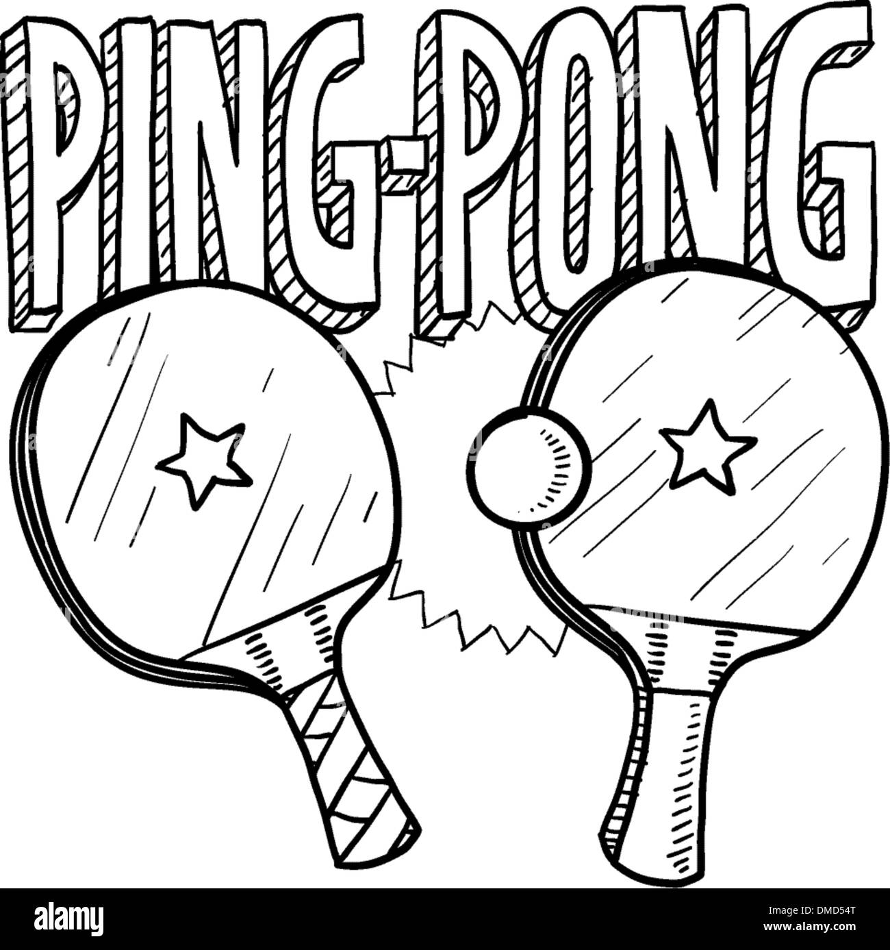 Croquis de ping-pong Illustration de Vecteur