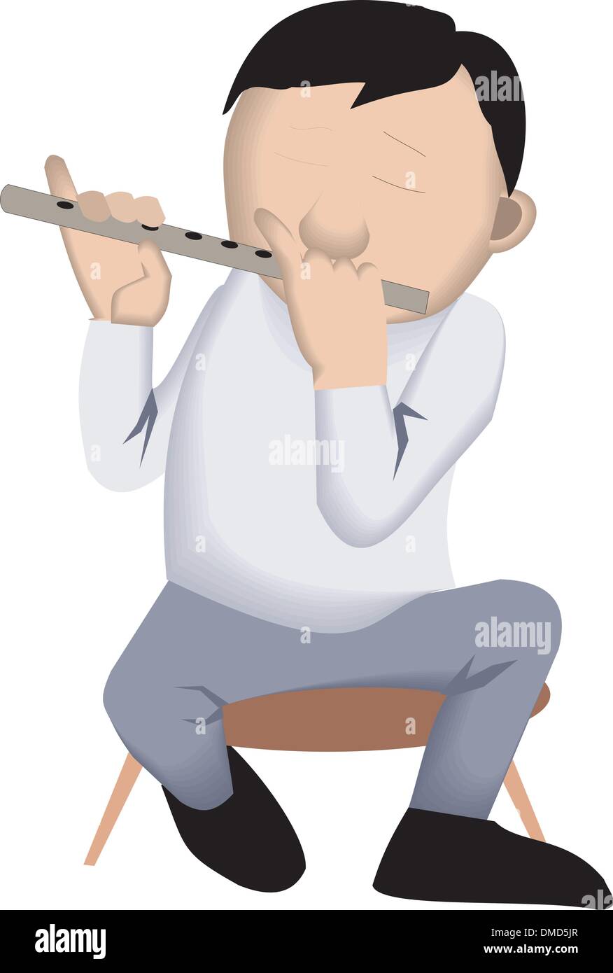 Homme jouant de sa flûte Illustration de Vecteur