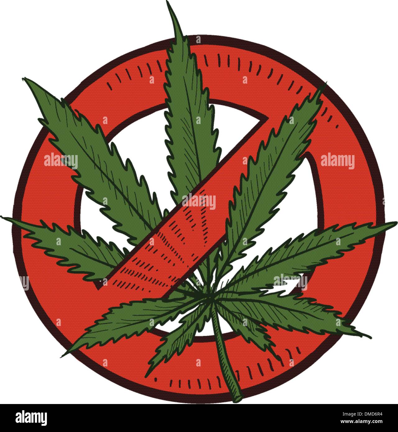 Croquis illégale de marijuana Illustration de Vecteur