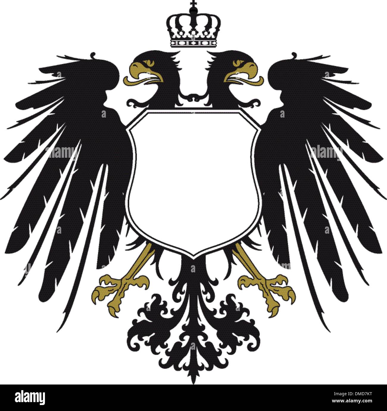 Aigle bicéphale avec couronne Illustration de Vecteur