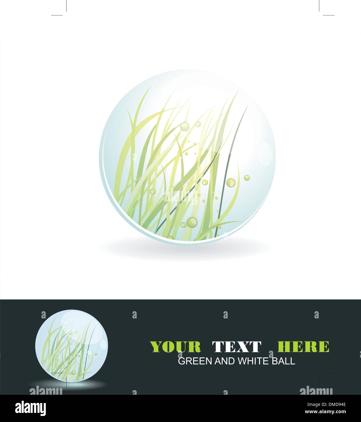 Sphère avec de l'herbe à l'intérieur, brillant vecteur ball. Symbole écologique. Illustration de Vecteur