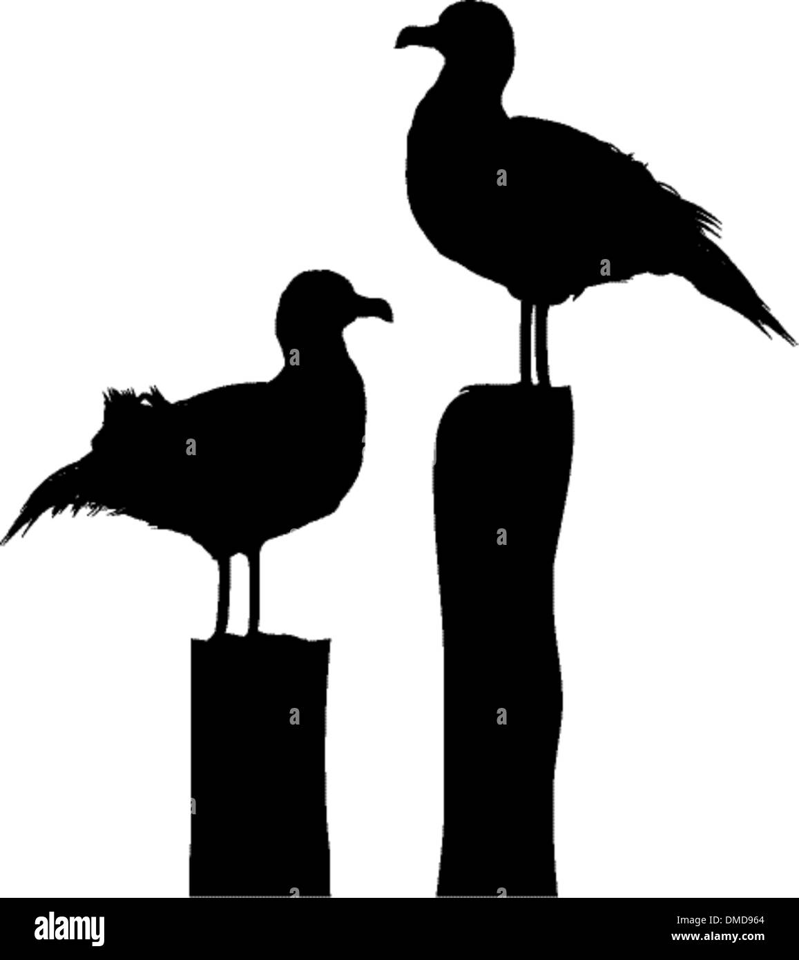 Sea Gull silhouettes Illustration de Vecteur