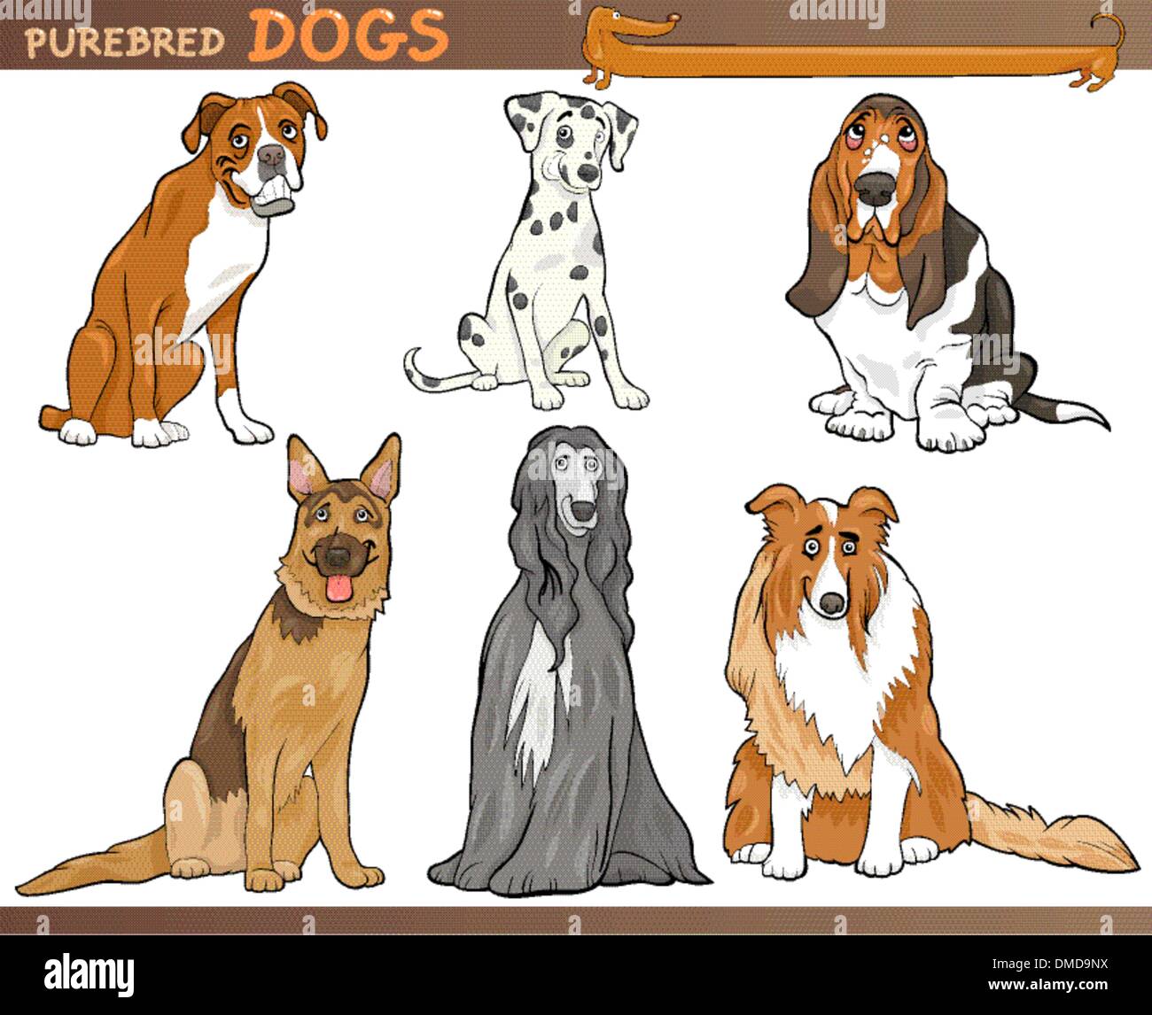 Les chiens de race pure illustration cartoon set Illustration de Vecteur