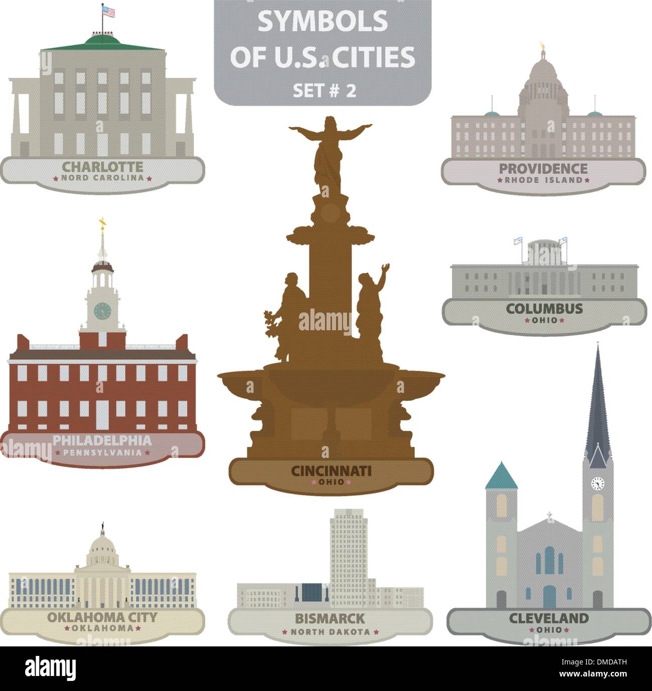 Symboles de villes des États-Unis Illustration de Vecteur