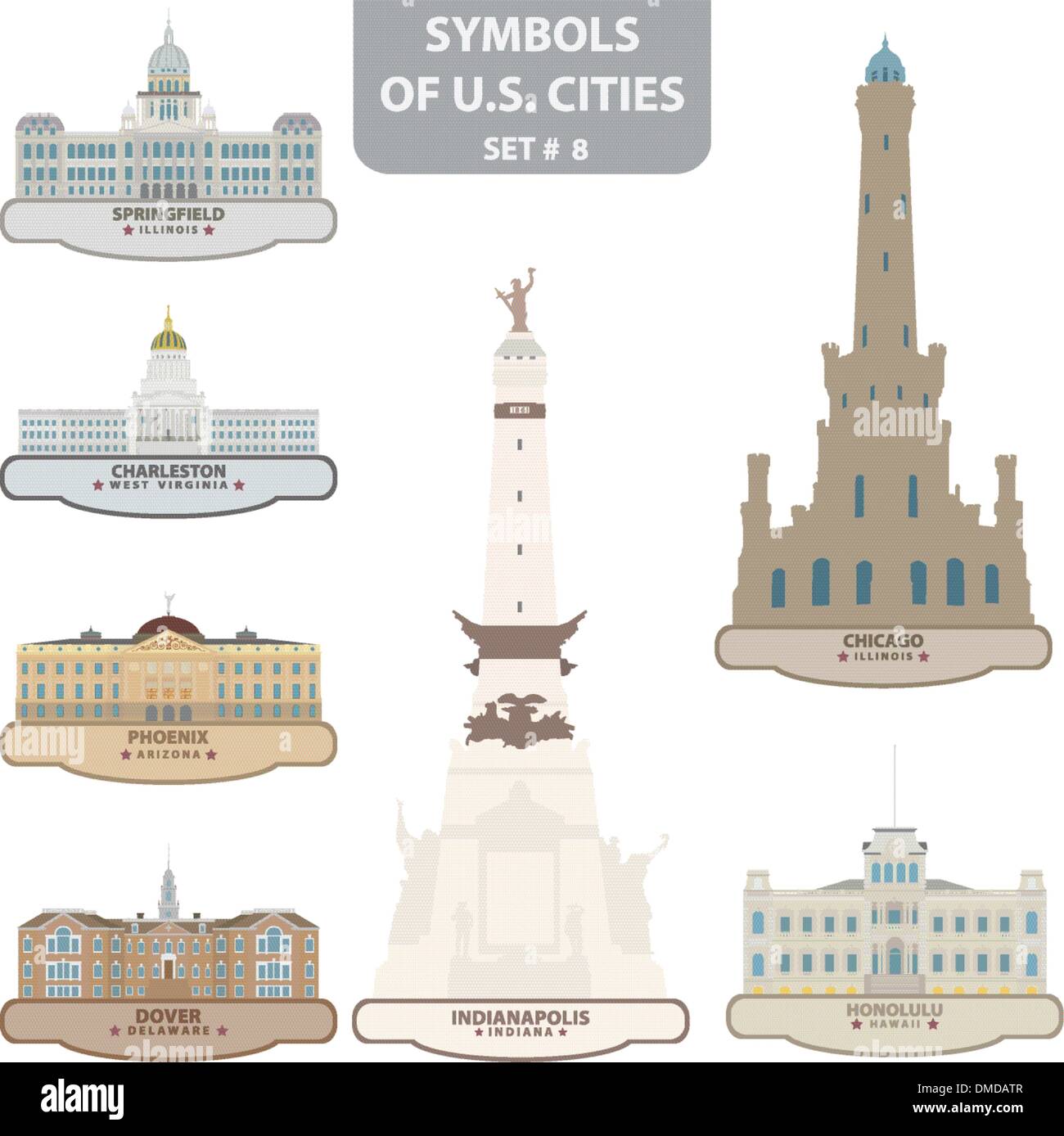 Symboles de villes des États-Unis Illustration de Vecteur