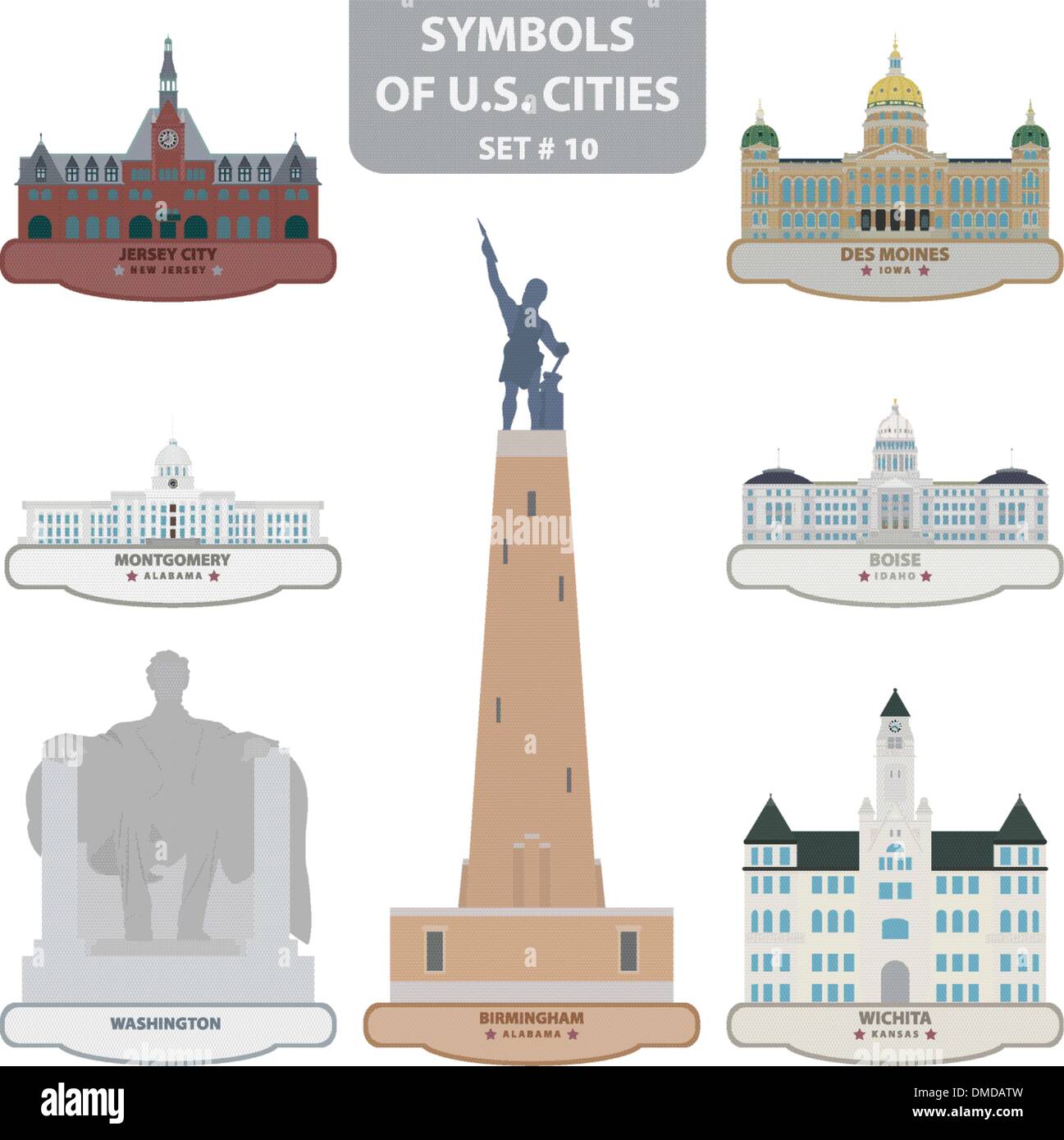 Symboles de villes des États-Unis Illustration de Vecteur
