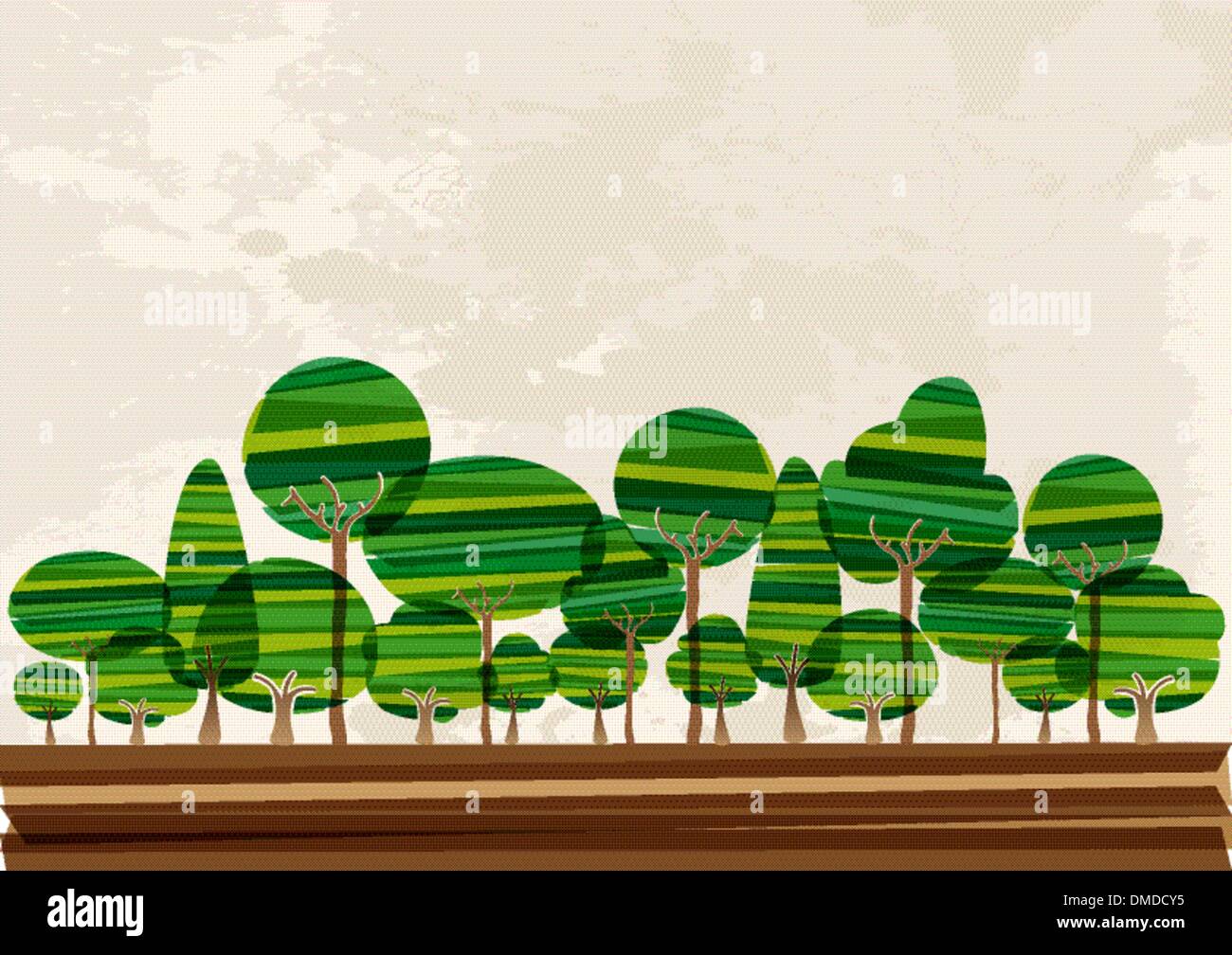 Paysage de forêt multicolore Illustration de Vecteur