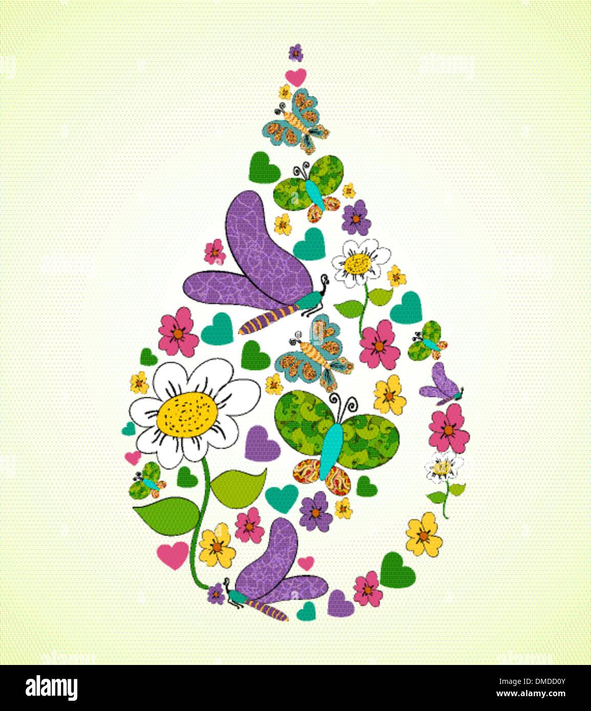 Forme des gouttes de fleurs de printemps Illustration de Vecteur