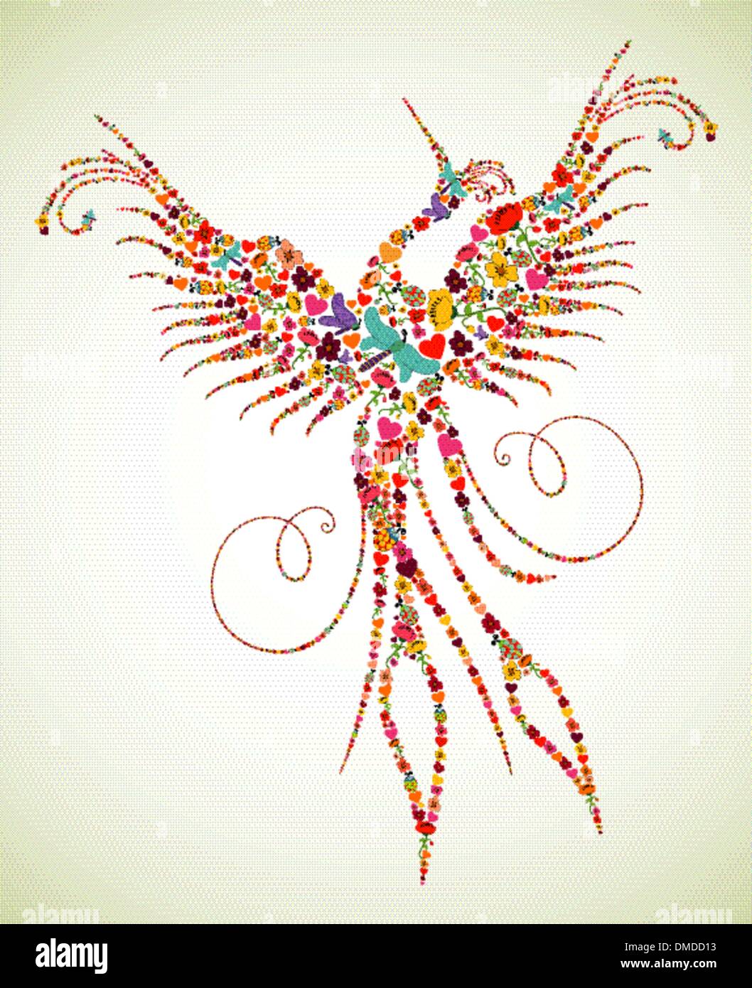 Pheonix printemps texture d'oiseaux Illustration de Vecteur