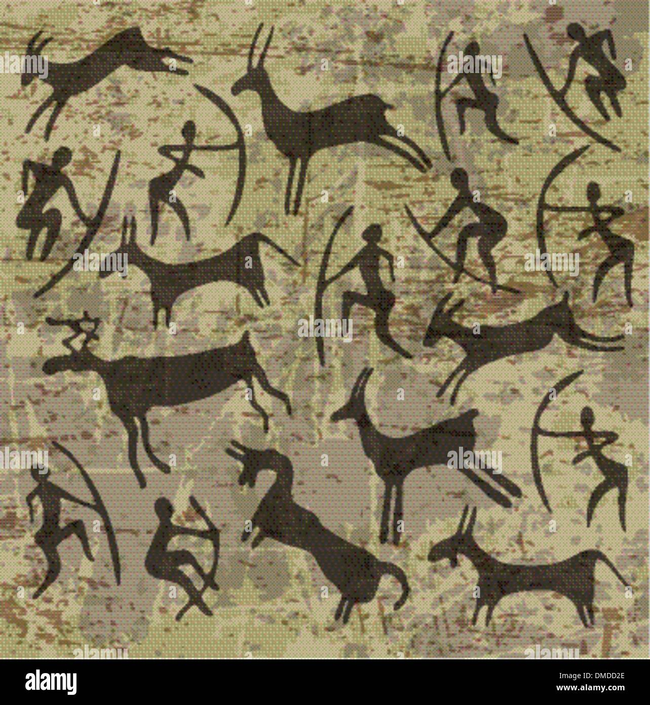Contexte de pétroglyphes Illustration de Vecteur