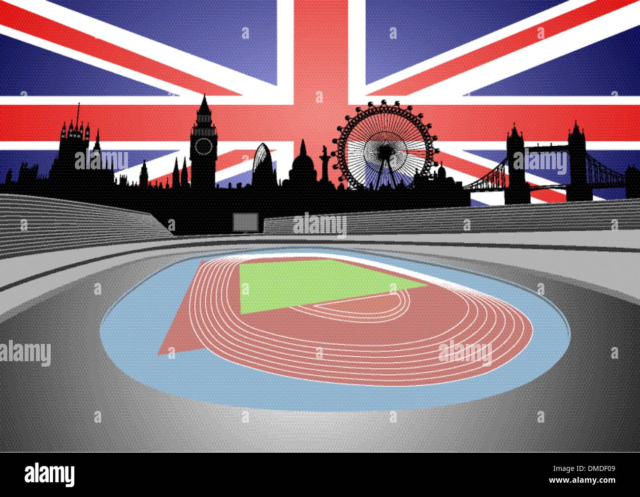 Stade avec toits de Londres - vector Illustration de Vecteur