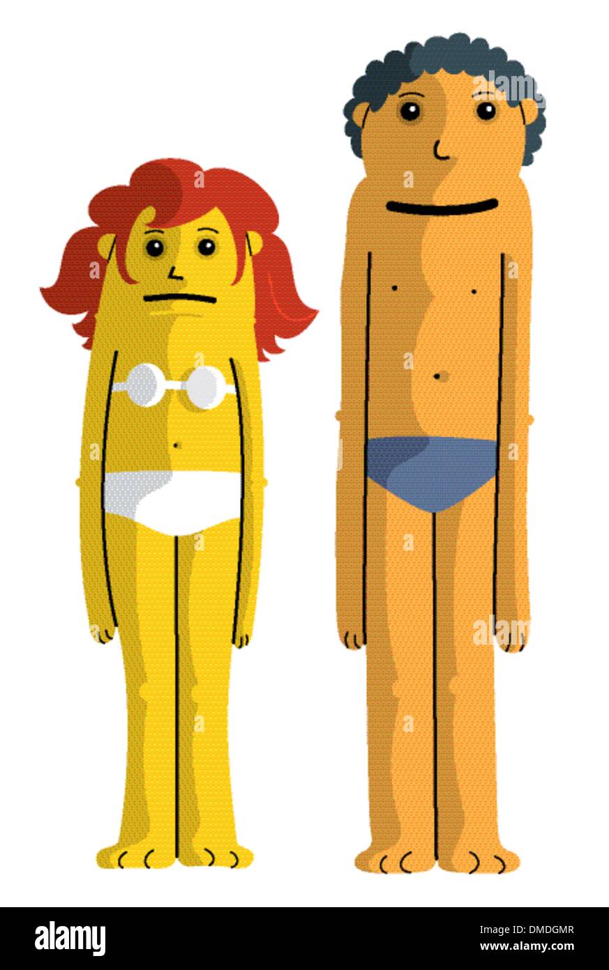 Deux enfants en sous-vêtements l'article Illustration de Vecteur