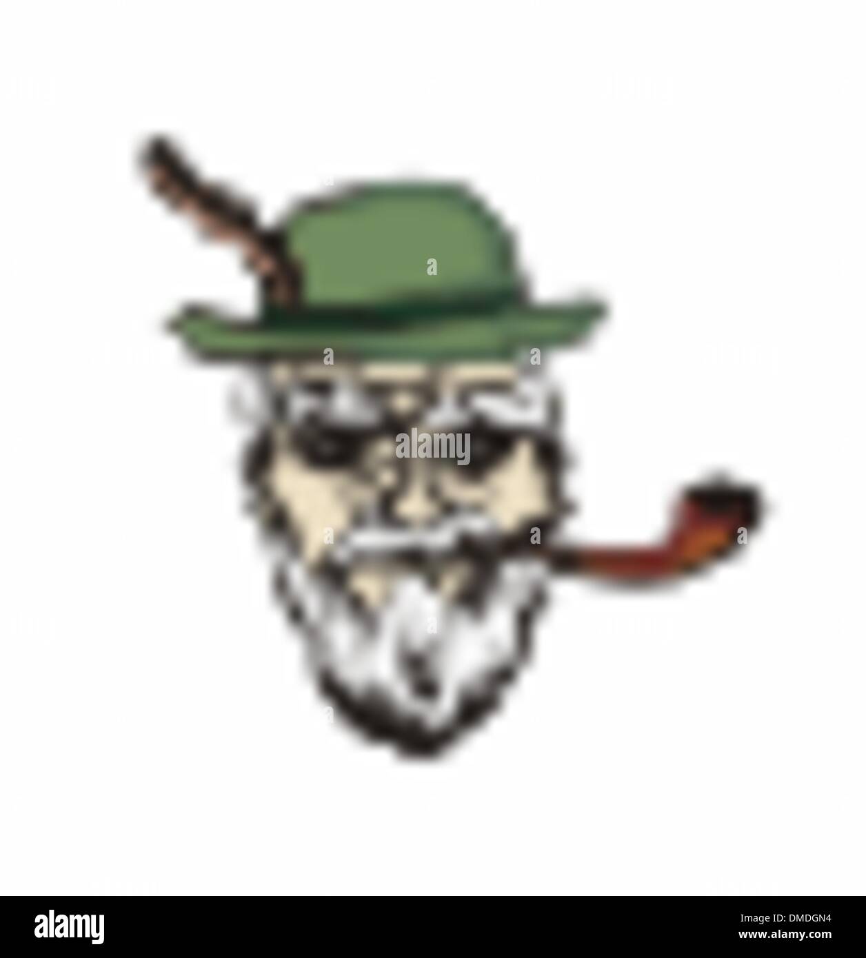Old man smoking pipe Illustration de Vecteur