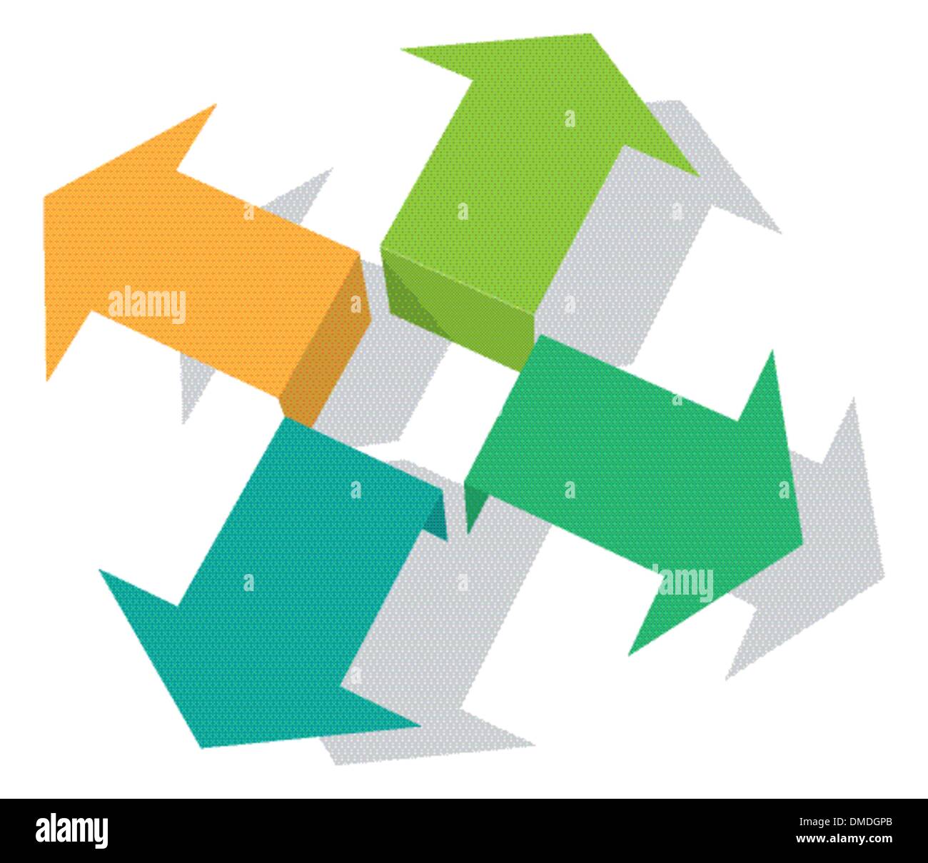 Quatre flèches vertes pointant dans des directions différentes Illustration de Vecteur