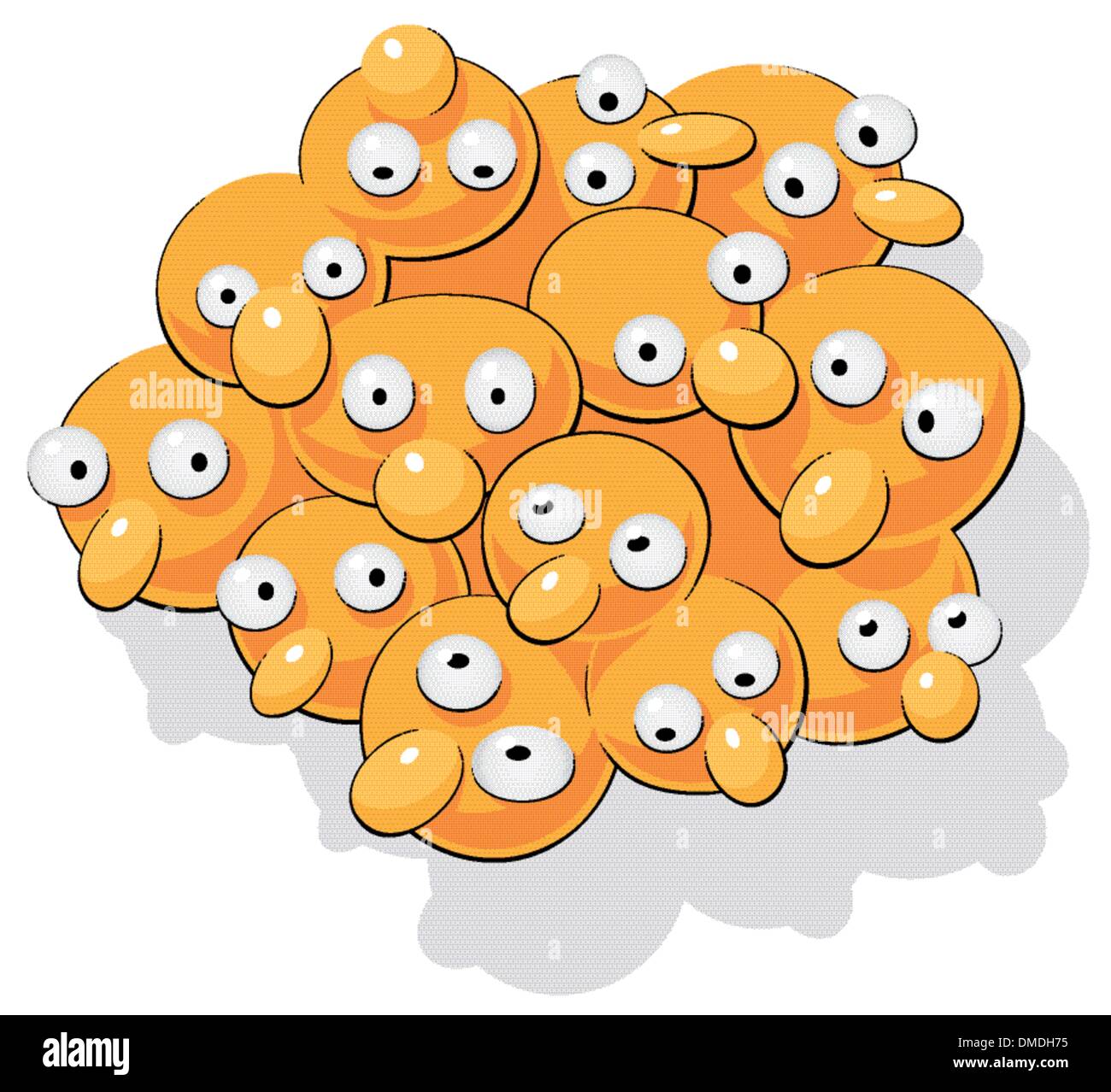 Un drôle de groupe têtes rondes recueillies dans un nuage comme une entité (collectivité) Illustration de Vecteur