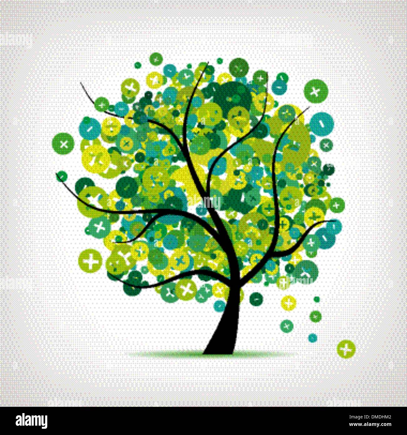 Arbre généalogique de l'art avec des signes de signes plus et moins pour votre conception Illustration de Vecteur