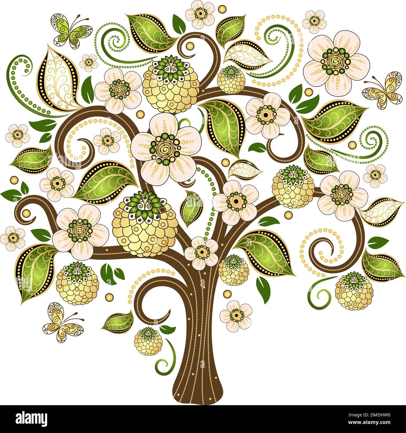 Arbre décoratif printemps Illustration de Vecteur