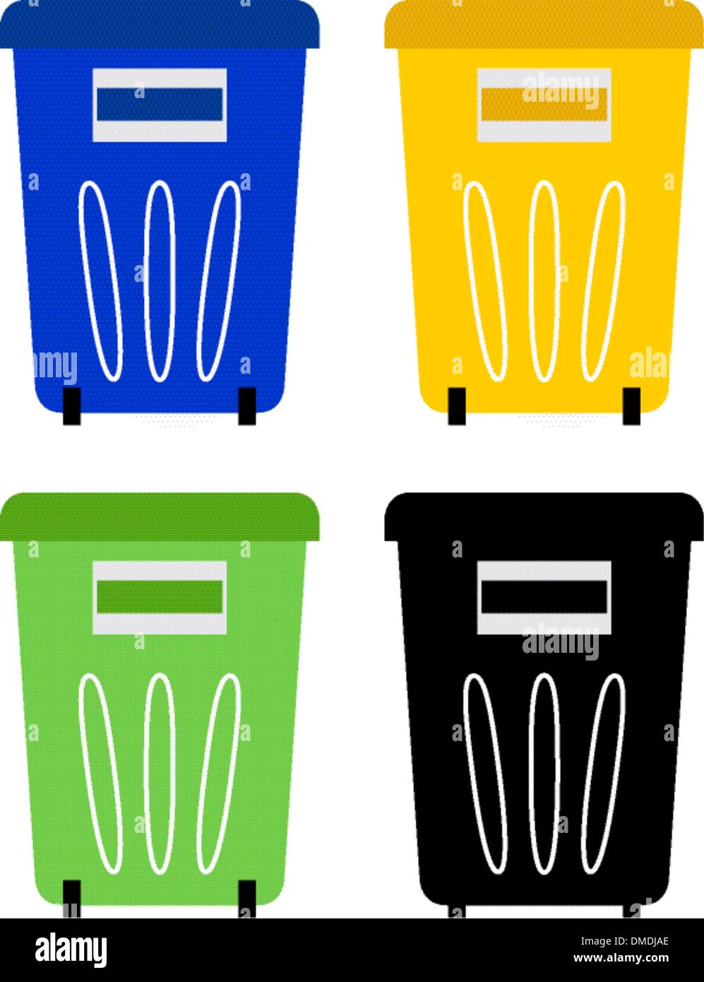 Ensemble de bacs de recyclage coloré isolated on white Illustration de Vecteur