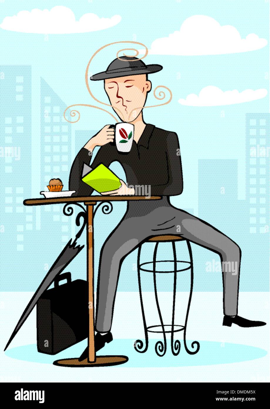 Illustration d'un homme de boire du café Illustration de Vecteur