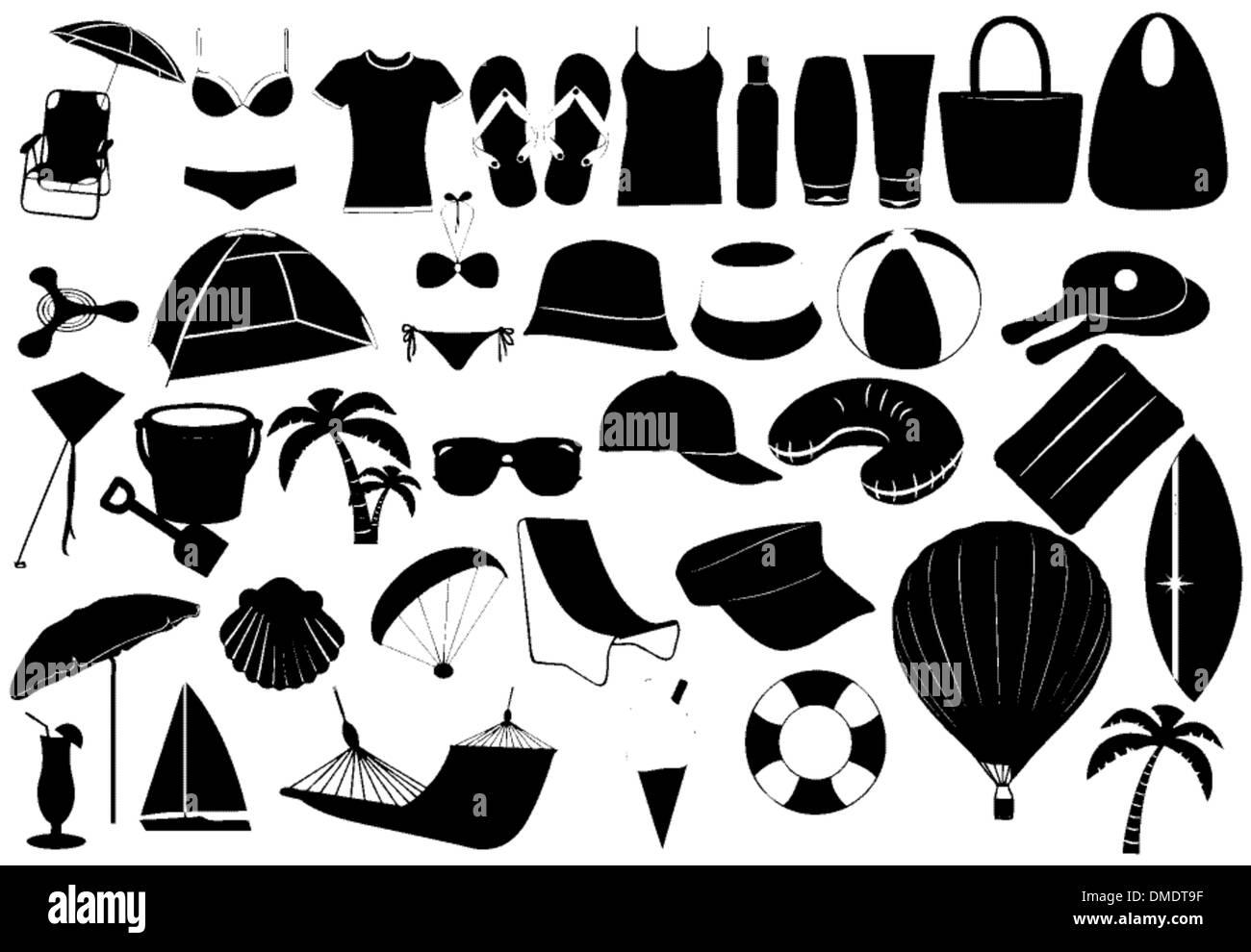 Illustration d'objets de vacances d'été Illustration de Vecteur Illustration d'objets de vacances d'été Illustration de Vecteur