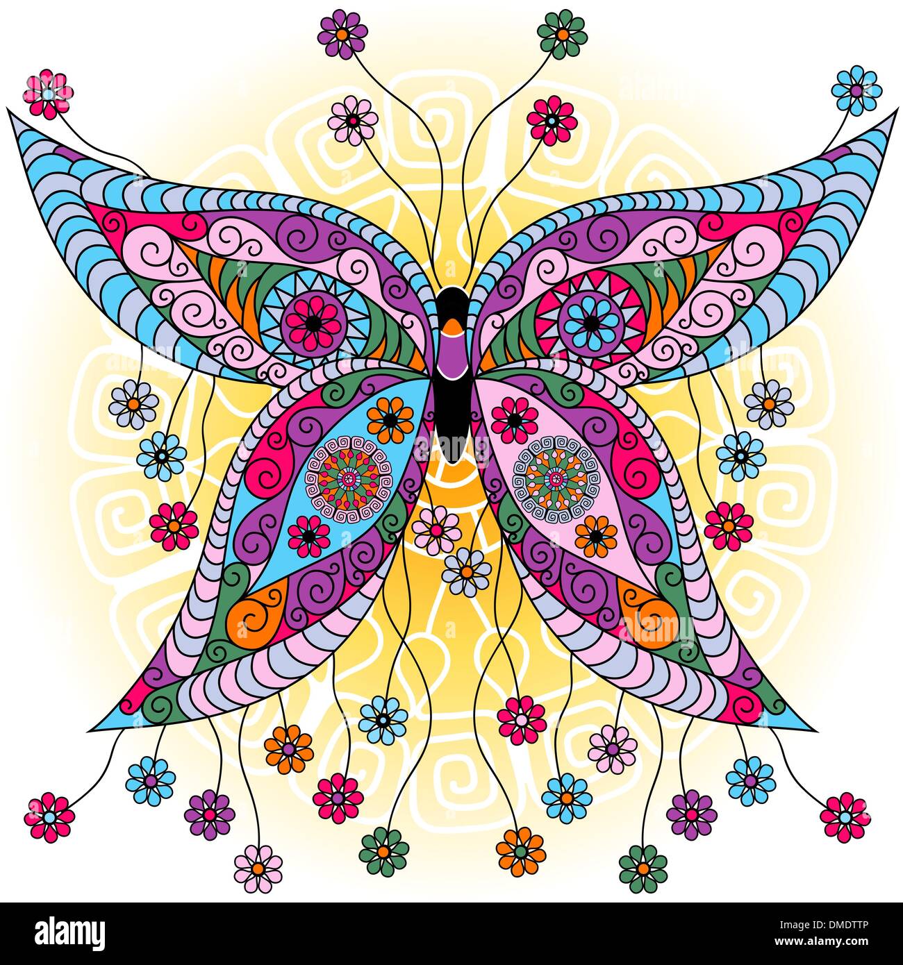 Fantasy spring vintage butterfly Illustration de Vecteur