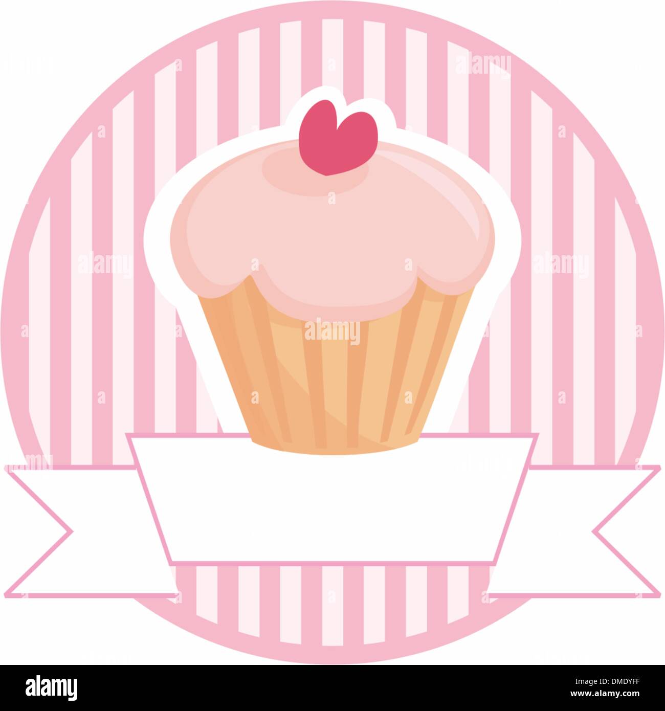 Cupcake rose vintage Vector sur fond blanc avec des bandes de place pour votre propre texte Illustration de Vecteur